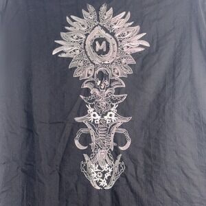 Vintage 2XL Franky Max Y2K Cotton Black Button Up Embroidered Skull Shirt